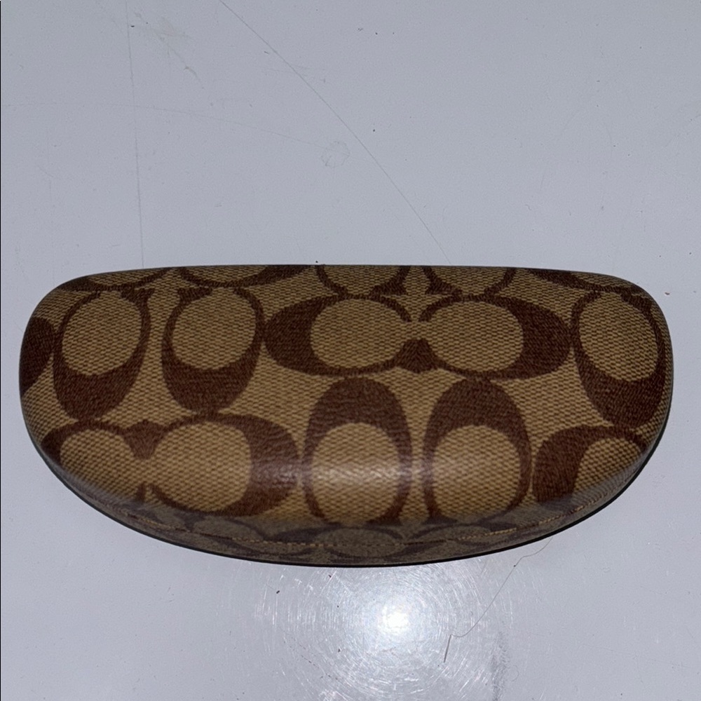 Authentic Coach Brown and Tan Monogram Eyeglass Case